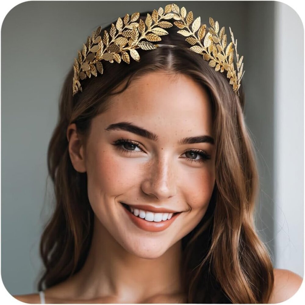 Gold Leaf Goddess Headband Tiara Wedding Hair Accessory for Women Girls